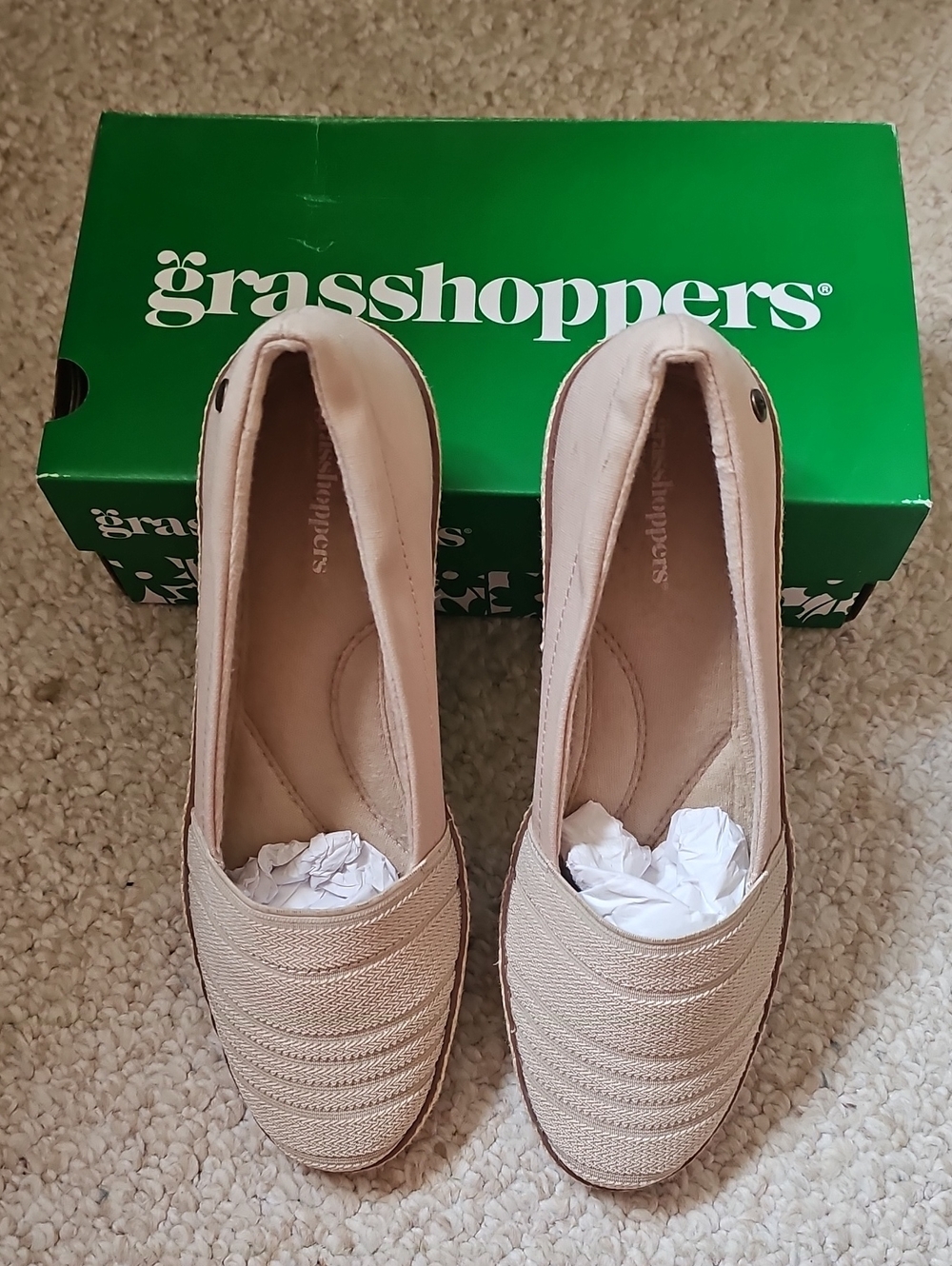 Grasshoppers Women's Light Beige Slip-On Wedge